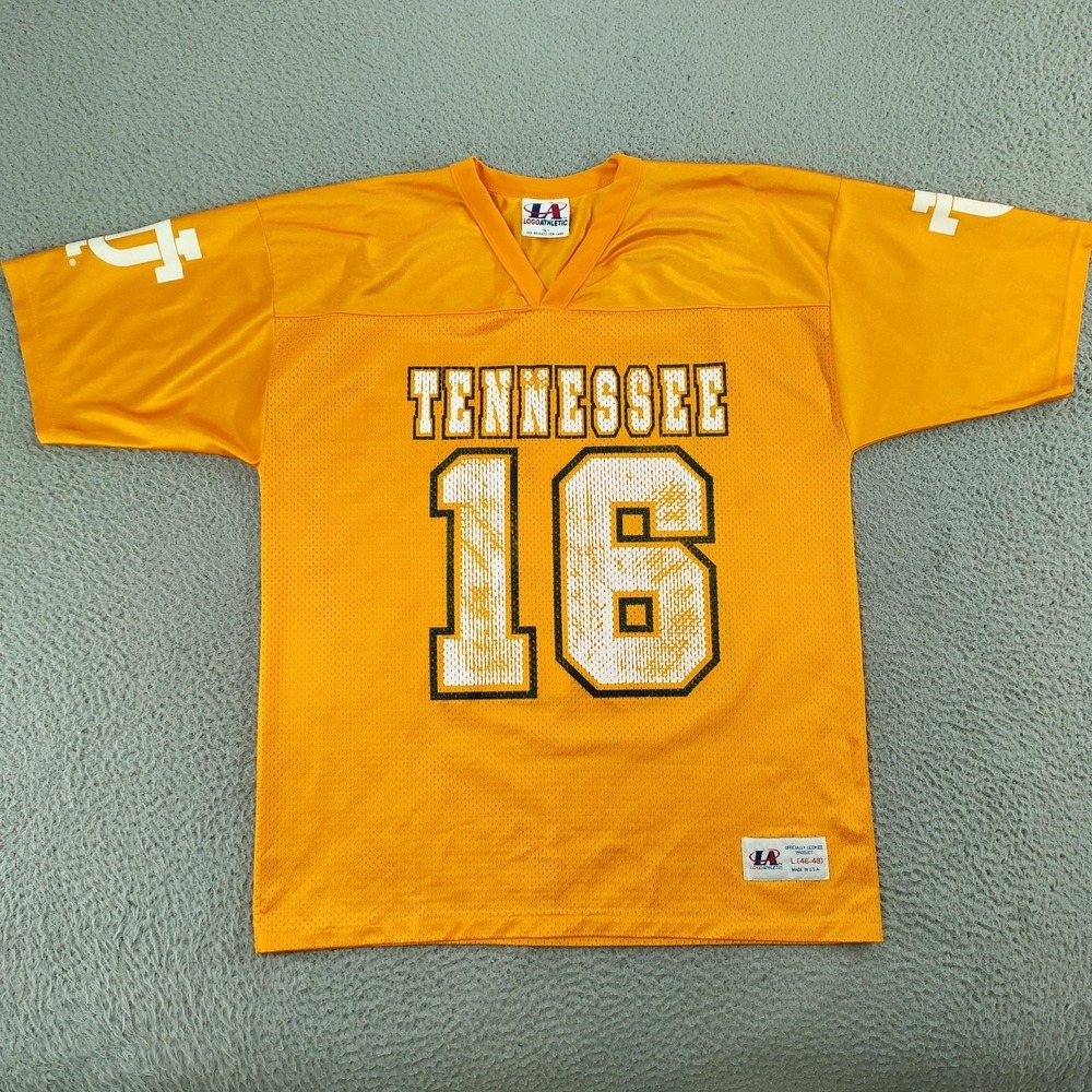 Vintage Tennessee Volunteers Jersey Men Large Orange NCAA Football Logo Athletic